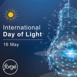 A photograph of a lightbulb glowing brightly, symbolising the International Day of Light. The image conveys the importance of light and its role in science, culture, art, education, and sustainable development.
